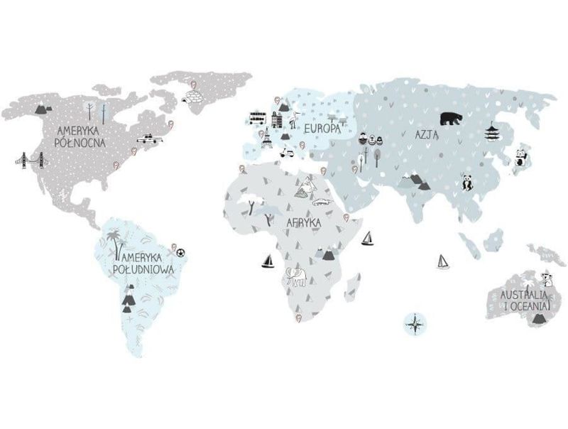 naklejka | mapa świata - eco Pastelowe Love